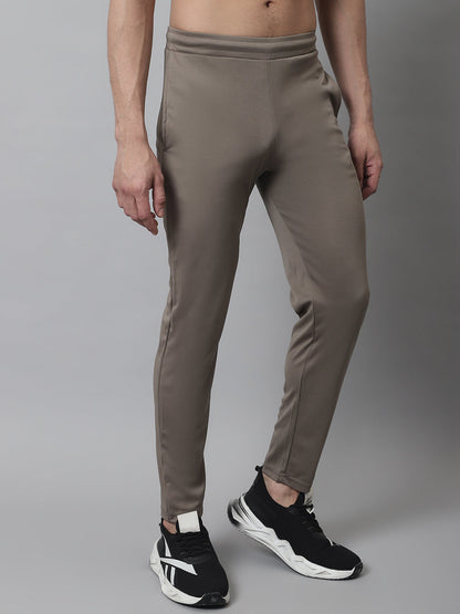Jainish Men's Brown Solid Streachable Lycra Trackpants