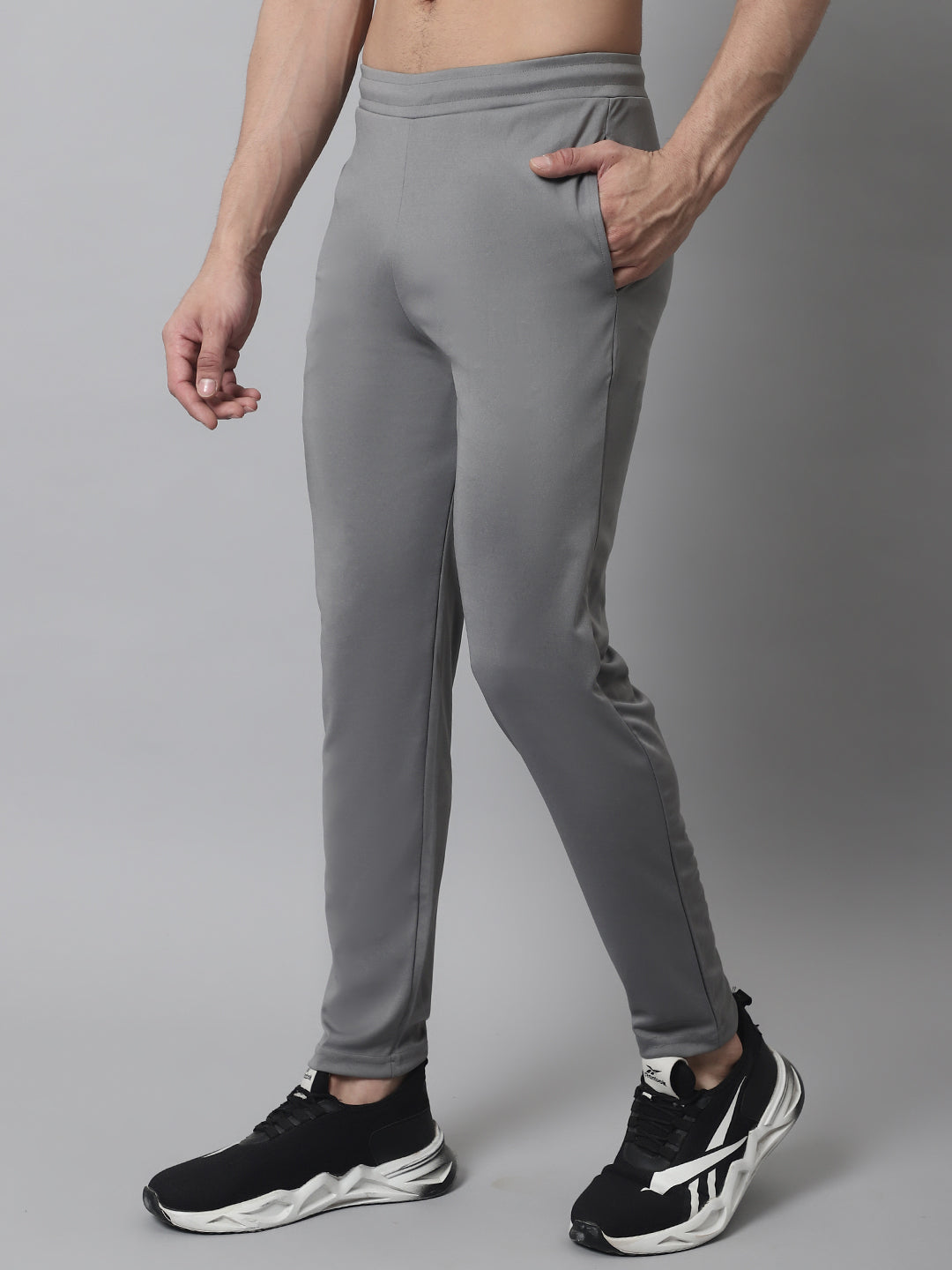 Jainish Men's Grey Solid Streachable Lycra Trackpants