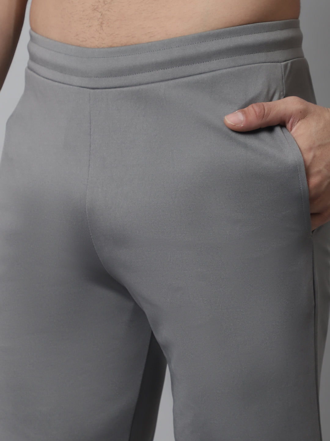 Jainish Men's Grey Solid Streachable Lycra Trackpants