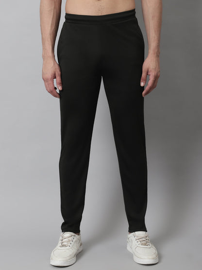 Jainish Men's Olive Solid Streachable Lycra Trackpants