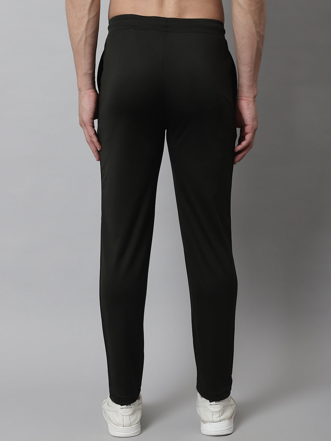 Jainish Men's Olive Solid Streachable Lycra Trackpants