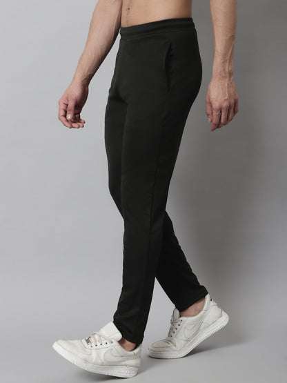 Jainish Men's Olive Solid Streachable Lycra Trackpants