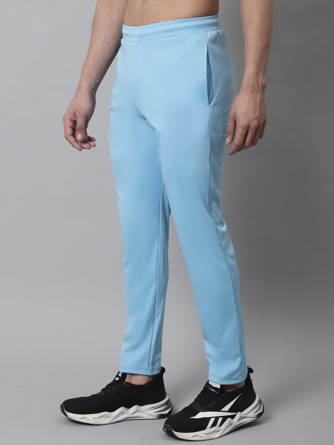 Jainish Men's Sky Blue Solid Streachable Lycra Trackpants
