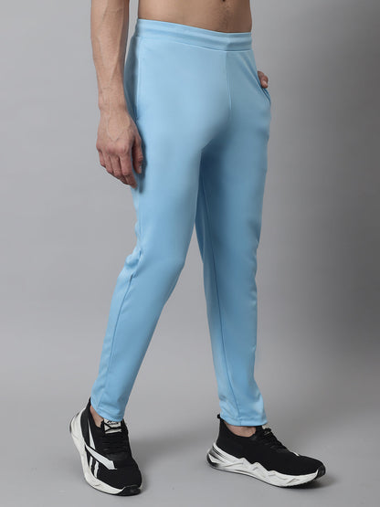 Jainish Men's Sky Blue Solid Streachable Lycra Trackpants