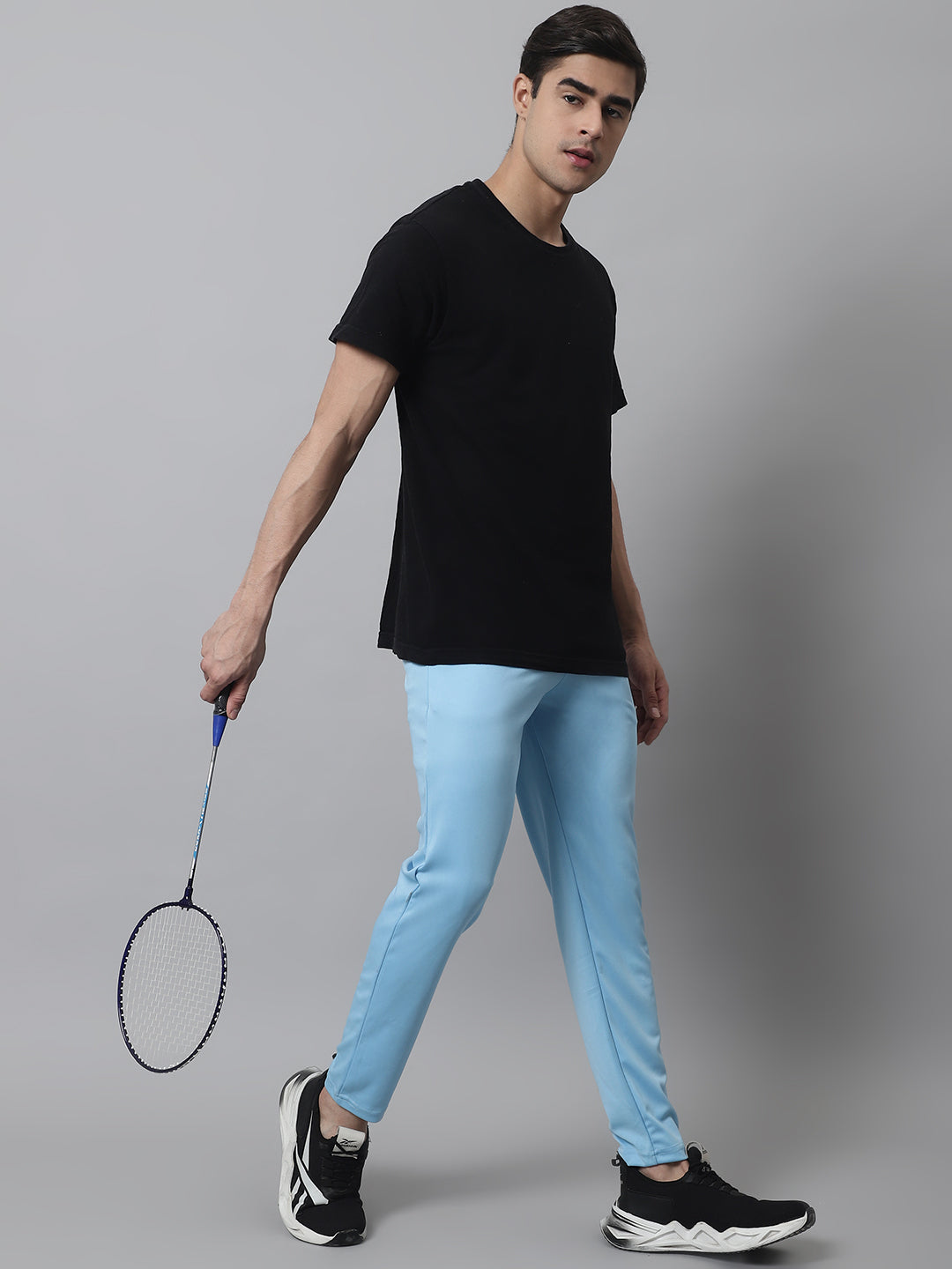 Jainish Men's Sky Blue Solid Streachable Lycra Trackpants