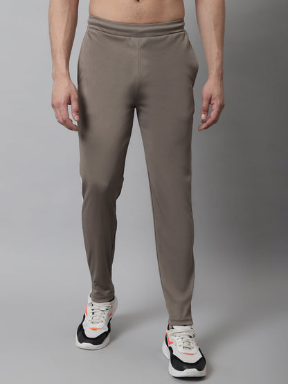 Jainish Men's Brown and White Striped Streachable Lycra Trackpants