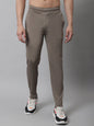Jainish Men's Brown and White Striped Streachable Lycra Trackpants