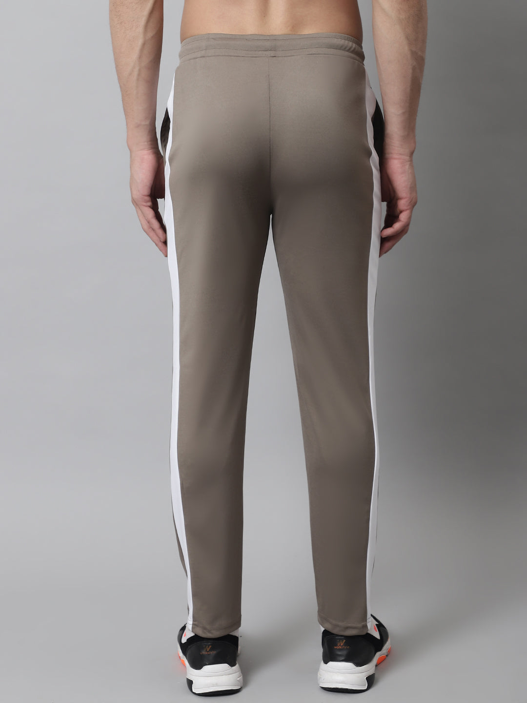 Jainish Men's Brown and White Striped Streachable Lycra Trackpants