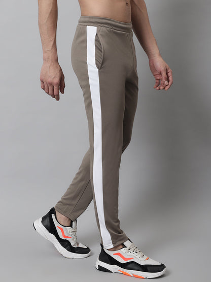 Jainish Men's Brown and White Striped Streachable Lycra Trackpants