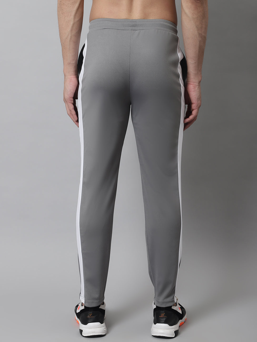 Jainish Men's Grey and White Striped Streachable Lycra Trackpants