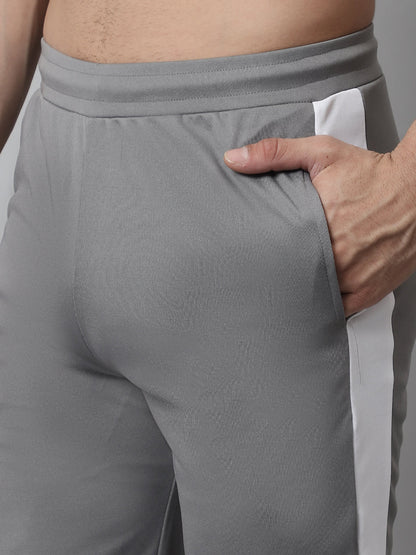 Jainish Men's Grey and White Striped Streachable Lycra Trackpants
