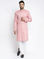 Jompers Men Pink & White Self Design Kurta with Pyjamas