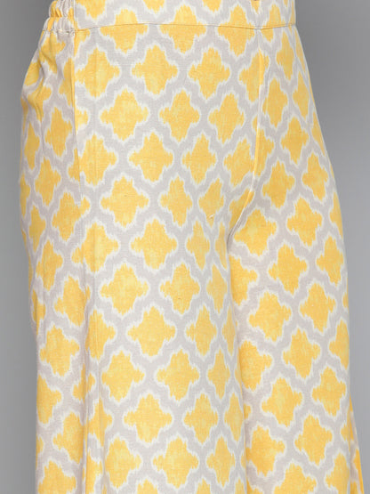Jompers Women's Ethnic Motifs Printed Kurta with Palazzos - Yellow