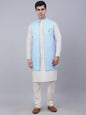Jompers Men's Solid Kurta Pyjama With Shrug Jacket - Blue