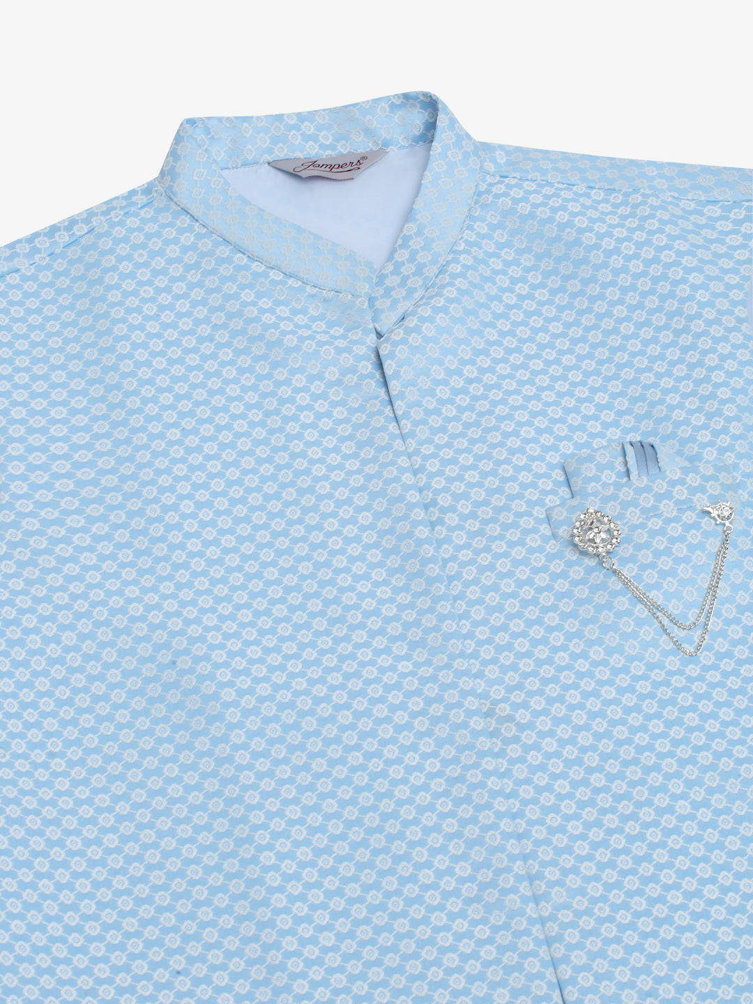 Jompers Men's Solid Kurta Pyjama With Shrug Jacket - Blue
