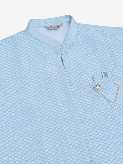 Jompers Men's Solid Kurta Pyjama With Shrug Jacket - Blue
