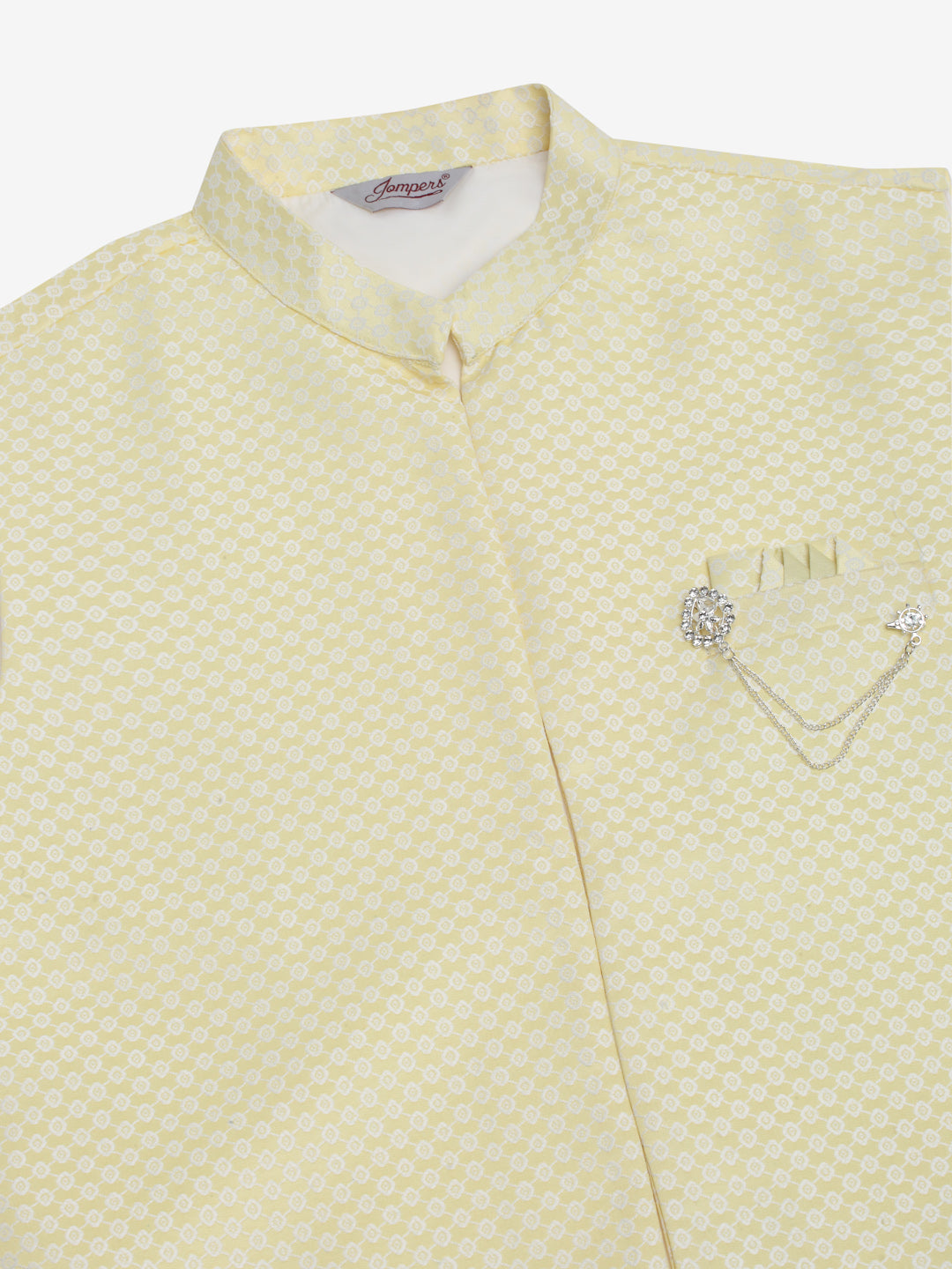 Jompers Men's Solid Kurta Pyjama With Shrug Jacket - Yellow