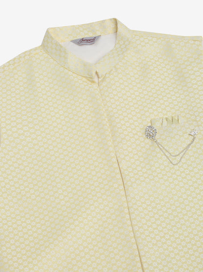 Jompers Men's Solid Kurta Pyjama With Shrug Jacket - Yellow