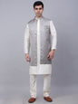 Jompers Men's Solid Kurta Pyjama With Shrug Jacket - Grey