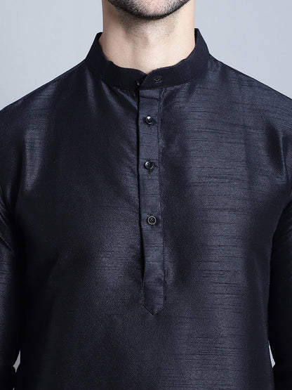 Jompers Men's Printed Nehru Jacket With Kurta Pyjama Set - Charcoal