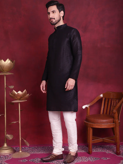 Jompers Men's Woven Design Nehru Jacket With Kurta Pyjama Set - Golden