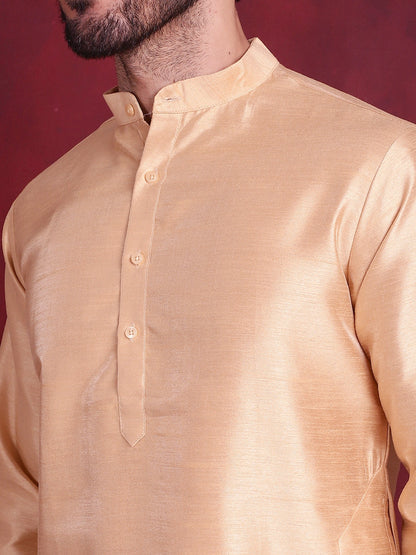 Jompers Men's Woven Design Nehru Jacket With Kurta Pyjama Set - Cream