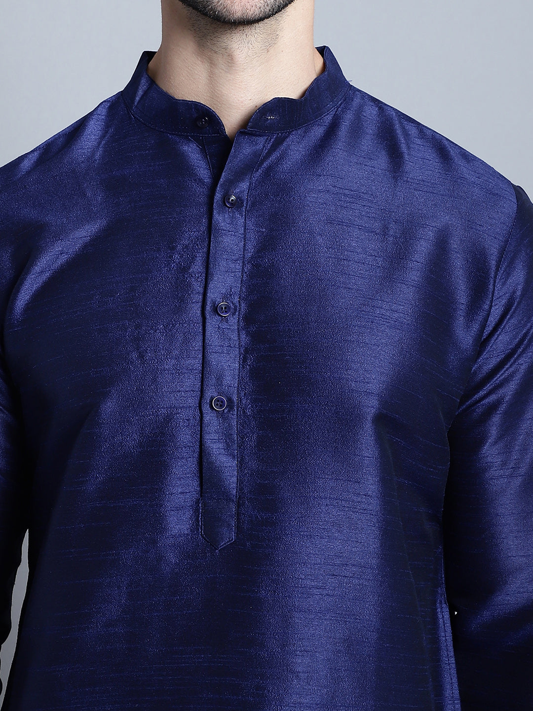 Jompers Men's Printed Nehru Jacket With Kurta Pyjama Set - Blue