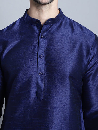 Jompers Men's Printed Nehru Jacket With Kurta Pyjama Set - Blue