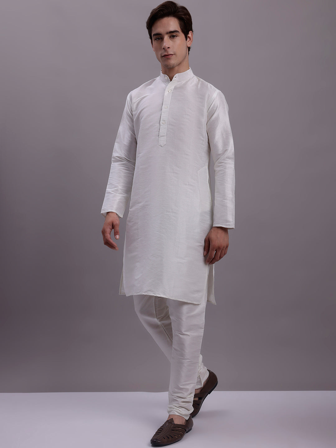 Jompers Men's Turquoise Blue Woven Design Nehru Jacket With Solid Kurta Pyjama