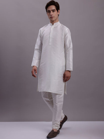 Jompers Men's Turquoise Blue Woven Design Nehru Jacket With Solid Kurta Pyjama