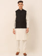 Jompers Men's Solid Kurta Pyjama With Nehru Jacket - Black