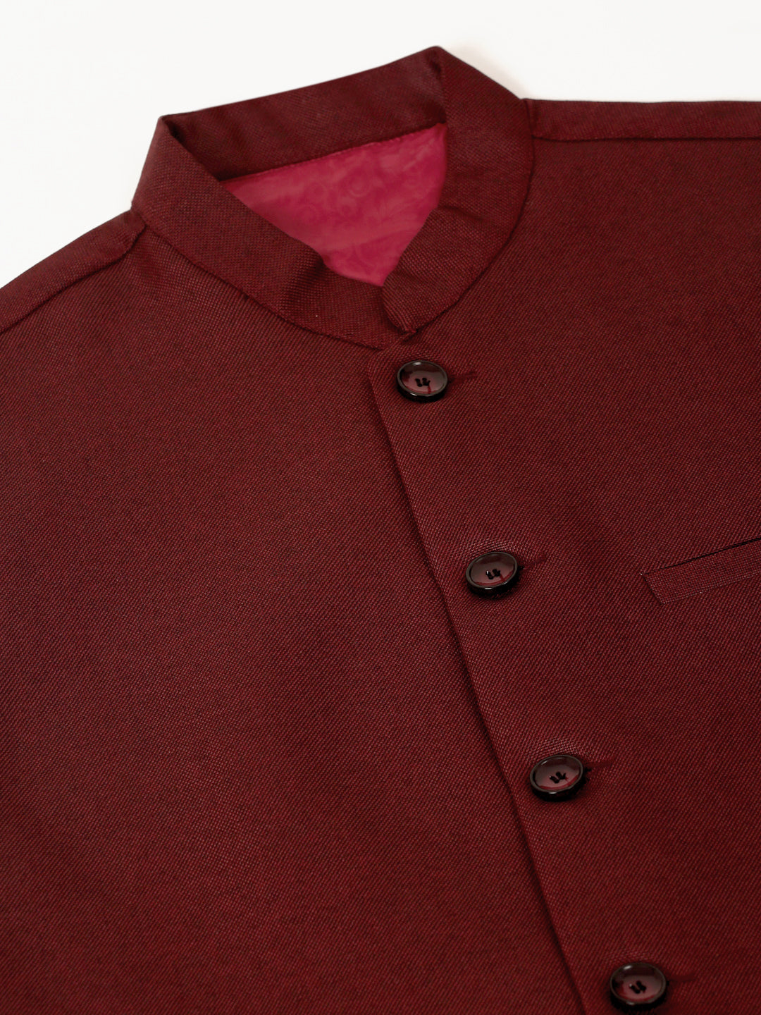 Jompers Men's Solid Kurta Pyjama With Nehru Jacket - Maroon