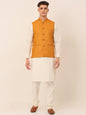 Jompers Men's Solid Kurta Pyjama With Nehru Jacket - Mustard