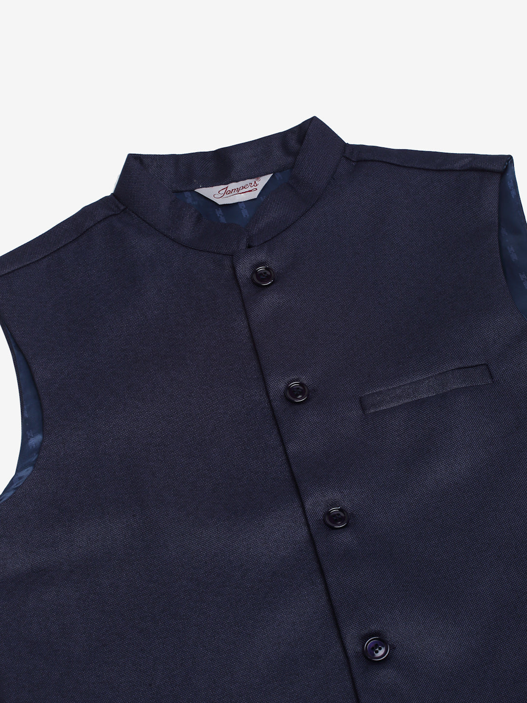 Jompers Men's Solid Kurta Pyjama With Nehru Jacket - Navy Blue
