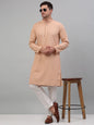 Jompers Men's Peach Chikankari Embroidered and Sequence Kurta with Pyjama