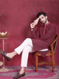 Jompers Men's Sequins Embroidered Kurta with Pyjama - Magenta