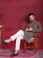 Jompers Men's Digital Printed Kurta with Pyjama - Olive