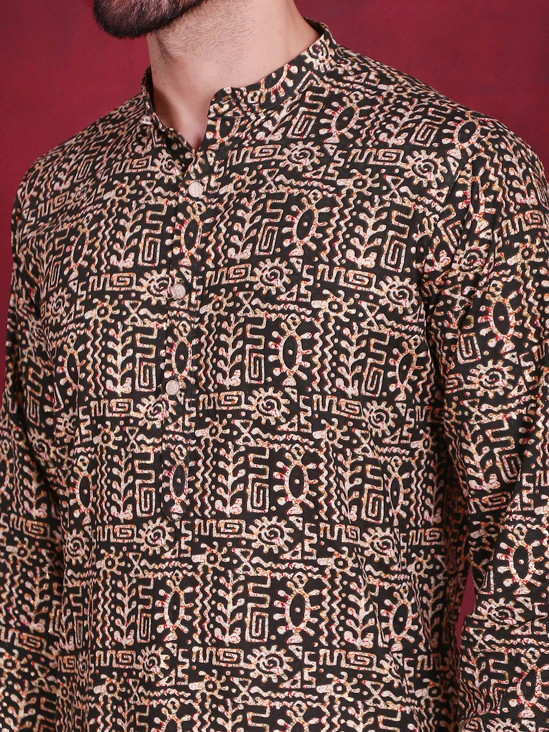 Jompers Men's Digital Printed Kurta with Pyjama - Olive