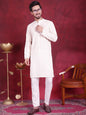 Jompers Men's Sequins Chikankari Embroidered Kurta with Pyjama - White