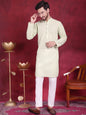 Jompers Men's Chikankari Embroidered Kurta with Pyjama - Pista