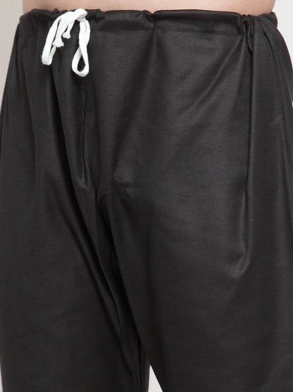 Jompers Men's Solid Dobby Kurta Payjama Set - Black