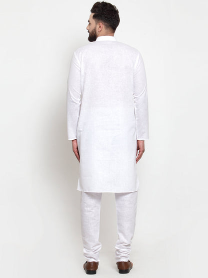 Jompers Men's Solid Cotton Kurta - White
