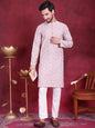 Jompers Men's Chikankari Embroidered Kurta Pyjama Set - Purple