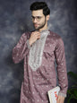 Jompers Men's Sequins Embroidered Kurta Pyjama Set - Megenta