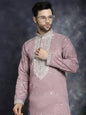 Jompers Men's Chikankari Embroidered Kurta Pyjama Set - Magenta
