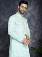 Jompers Men's Chikankari Embroidered Kurta Pyjama Set - Sky Blue