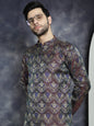 Jompers Men's Purple Silk Blend Straight Kurta Pyjama Set