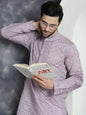 Jompers Men's Sequins Embroidered Kurta With Pyjama - Purple