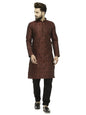 Jompers Men's Maroon & Black Woven Design Kurta with Churidar