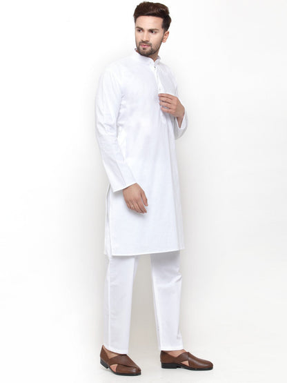Jompers Men White Solid Kurta with Pyjamas